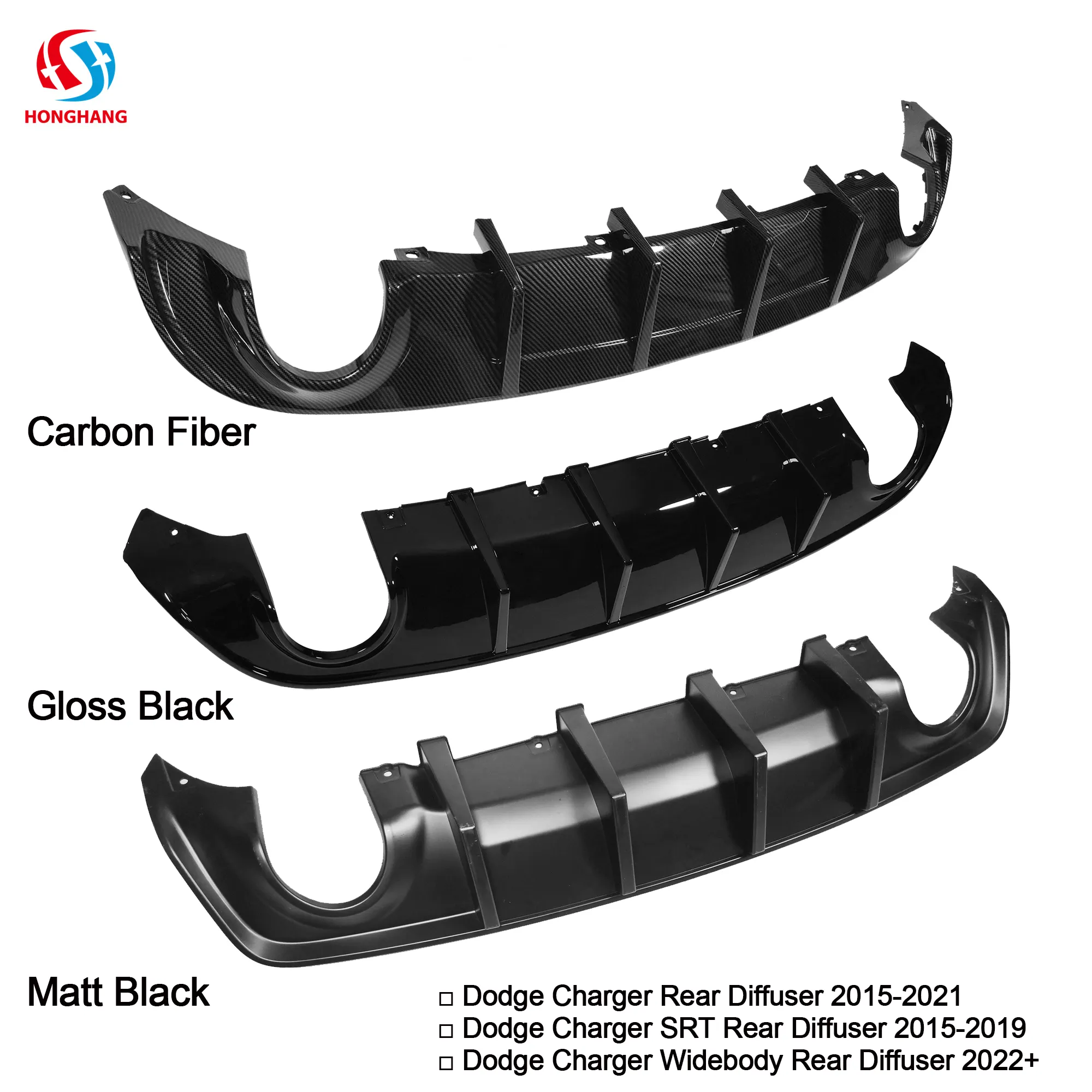 Honghangブランド工場製造ABSリアリップスポイラー、ダッジチャージャーSRT2015-2022用リアバンパーリップリアディフューザー