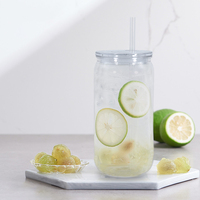 Livraison Immédiate Offre Spéciale Gobelet en Plastique Transparent de 16 oz, Tasse Tumbler Forme Canette de Bière avec Paille en Plastique et Couvercle en Acrylique pour Vinyle UV DTF