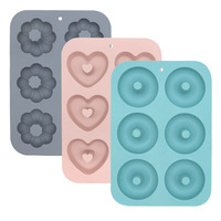 Moule à donuts nordique en forme de cœur, réutilisable, durable, en silicone, pour pâtisserie, biscuits et gâteaux, ensemble d'outils de cuisson
