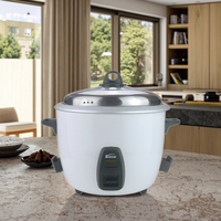 Cuisinière à riz électrique portable double cuve en plastique blanc, forme de tambour, avec revêtement antiadhésif pour usage domestique