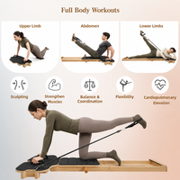 Reformer de Pilates pliable en bois RIVA avec ressorts certifiés - Équipement de studio et de gym de Pilates réglable et portable