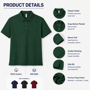 Polo à boutons pression pour homme en coton 100% avec logo personnalisé, respirant, décontracté, pour entreprise, vente en gros, uniforme d'équipe de golf, plusieurs couleurs - Product Image 4