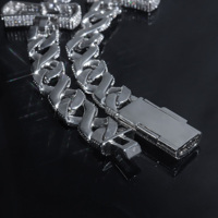 44MM Largeur Argent et Moissanite VVS1 D Couleur Baguette Croix Pierres 3 Rangées Infinity Liens Chaînes Cubaines pour Hiphop Bijoux