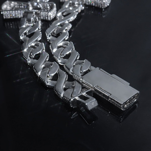 44MM di larghezza argento e Moissanite VVS1 D colore Baguette croce pietre 3 file di collegamento infinito catene cubane per gioielli Hiphop - Product Image 4