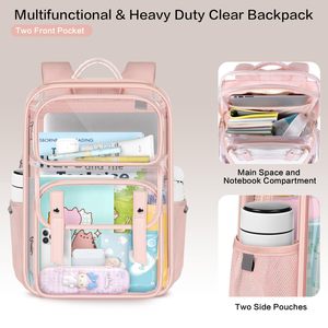 Rõ ràng Ba lô nhiệm vụ nặng nề lớn trong suốt Ba lô PVC xem qua bookbag cho đại học làm việc du lịch màu hồng rõ ràng Ba lô - Product Image 3
