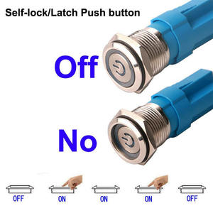 محطة تحرير سريعة 19 nc مفتاح دفع مؤقت معدني SPDT 1NO 11no مؤشر LED مقاوم للماء أحمر أزرق لوحة جبل - Product Image 3