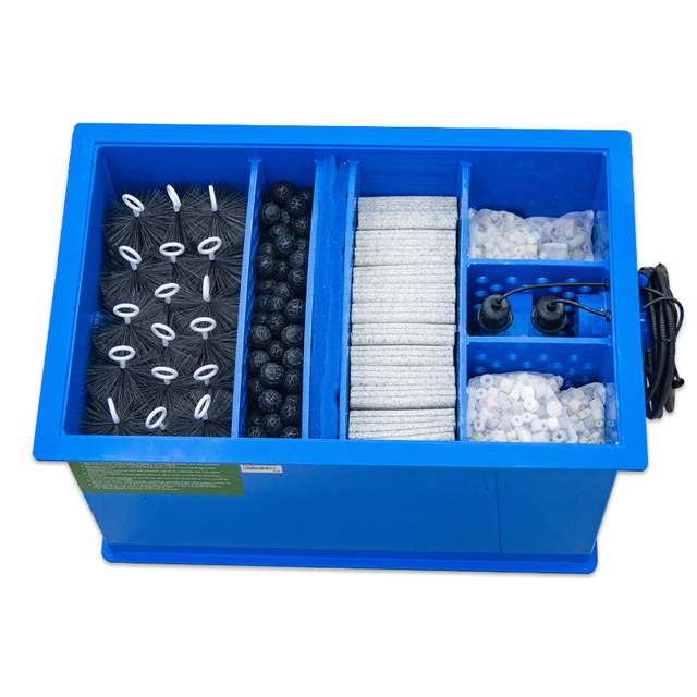 Qlozone Customized pp Home Use Garden Pond Filter System Aquarium Fish tank Koi Pond Filter Brushes Fish Pond Filtration System