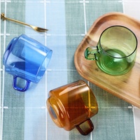 Tasse à café en verre borosilicate résistant à la chaleur, couleurs variées