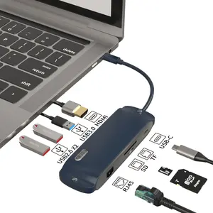 Docking station hub di tipo c 8 in 1 ricarica rapida HD-MI hub usb c USB3.0 hub USB RJ45 1000M SD TF