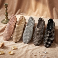 MIA DIVA Ballerines à bout pointu pour femmes avec strass et maille, dessus en PU et semelle en TPR pour les soirées