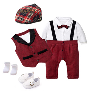 Abiti primaverili per bambini in cotone per bambini set regalo berretto + gilet + pagliaccetto per compleanno per bambino - Product Image 3