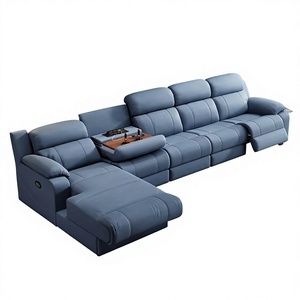 <span class=keywords><strong>Canapé</strong></span> d'angle électrique moderne et minimaliste à trois places avec fonction massage, ensemble de salon intelligent, inclinable et rétractable, en tissu et bois - Product Image 6