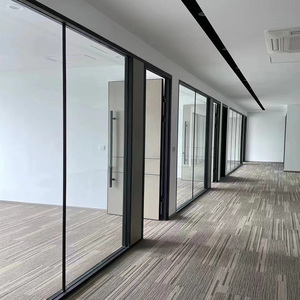 Fire-rated Office Partition Double Glazed Multi-grid Glass Wall System Safety Room Divider for School and Training Center