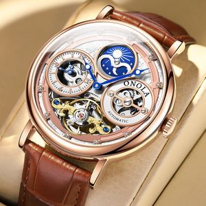 ONOLA 6837 Automatic Movement New Design Dual Time Zone Moon Phase Waterproof Tourbillon <b>Mechanical</b> <b>Watch</b> for Man Holiday Gifts - Product Image 2