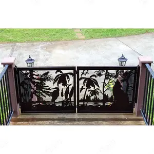 Puerta de aluminio personalizada para jardín y Casa, diseño de puerta principal, corte láser, polvo recubierto de Metal, valla