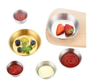 Piattini Rotondi Piccoli in Acciaio Inox 304, Ciotole Spesse per Condimenti e Sushi, Tazza Multifunzione per Salsa <span class=keywords><strong>di</strong></span> Soia - Product Image 3