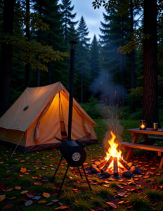 Poêle à <span class=keywords><strong>bois</strong></span> portable pour tente avec cheminée, en acier robuste, pour le chauffage des abris de camping et la cuisson au barbecue en extérieur - Product Image 5