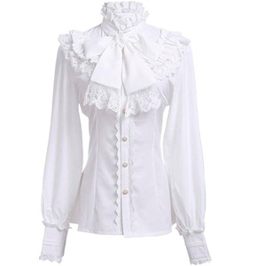 Camisa Victoriana para Mujer, Blusa Gótica Blanca, Blusa Renacentista <span class=keywords><strong>de</strong></span> Manga Larga, Blusa <span class=keywords><strong>Medieval</strong></span> <span class=keywords><strong>de</strong></span> <span class=keywords><strong>Campesina</strong></span>, Blusa Pirata con Volantes - Product Image 3