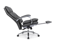 Chaise de bureau exécutive moderne à dossier haut avec hauteur réglable, revêtement en cuir PU, base pivotante chromée, rembourrage double couche pour bureau à domicile