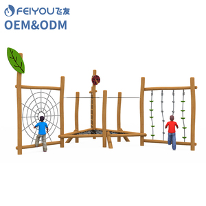 Equipo de patio de recreo al aire libre de madera Robinia con práctica de equilibrio de mejora de fuerza segura para niños de plástico para parques - Product Image 1