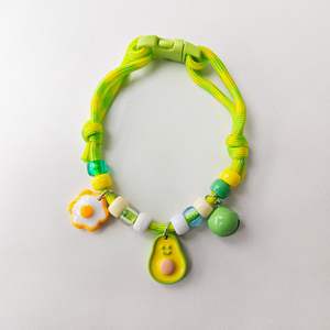 Collier pour animaux de compagnie en perles de plastique mignonnes avec boucle en corde, empreintes de pattes d'animaux, cloche, collier réglable - Product Image 3