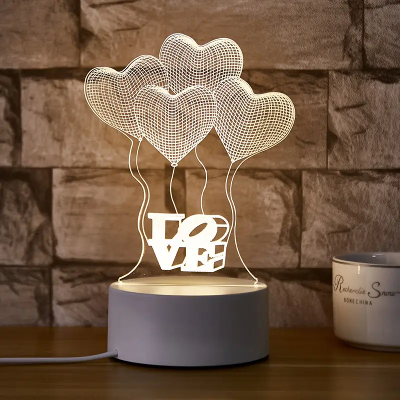 Valentijn Cadeau, 3D Led Versierd Nightlights, Tafel Of Bed Lamp Met Schakelaar Controle