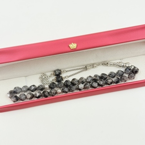 ลูกประคำมุสลิม 10 มม., 33 เม็ดหินดำประกาย, สร้อยข้อมืออิสลาม, มิสบาฮ์สำหรับใส่อาบน้ำ, สรรเสริญพระอัลเลาะห์, ติชบีฮะฮ์, สายประคำ - Product Image 5