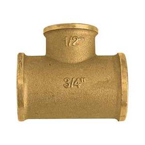 Raccord en T réduit en laiton jaune filetage BSP 3/4x1/2x3/4 haute pression tailles 6mm-16mm surface lisse peinte pour une utilisation en plomberie - Product Image 1