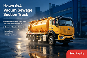Camion d'aspiration des eaux usées Howo 6x4 personnalisé avec citerne de nettoyage combinée et jet d'eau haute pression, fourni directement par l'usine, à vendre - Product Image 6