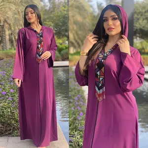 Abaya mit Hoodie Jalabiya islamische Kleidung lila muslimisches Übergrößenkleid afrikanische Kleider für Damen Kleid langweilig Femme