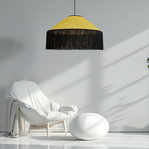 Colore Tiffany fantasia paralume fatto a mano in giallo brillante, luce pendente. - Product Image 5