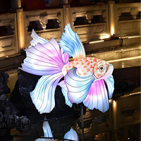 Grand hôtel contemporain fait à la main intérieur extérieur restaurant en forme de lampes suspendues lampe de poisson LED décoration de paysage artistique