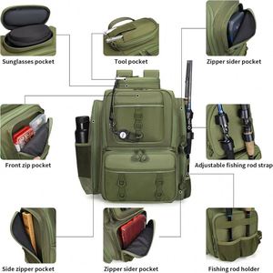 Muestra gratuita: Bolsa de pesca con soporte para caña y equipo, mochila de pesca tipo bandolera de malla transpirable 3D resistente al agua - Product Image 2