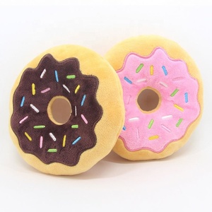 Yüksek kalite toptan karikatür Donut şekilli köpek oyuncak Squeak peluş interaktif Pet malzemeleri - Product Image 2