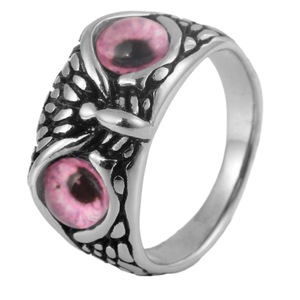 yunnique Owl <b>Titanium</b> Steel <b>Ring</b> Blue Eyes Animal Design Unisex Fashion Jewelry Halloween Party Accessory - Product Image 5