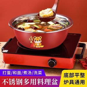 Tazón redondo profundo de acero inoxidable para lavar verduras, sopas, hornear, amasar, batir huevos, tazón para condimentos, Chaozhou, China - Product Image 2