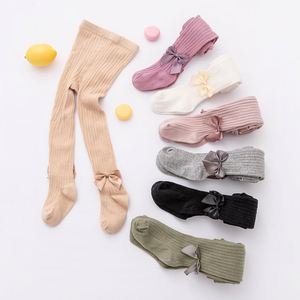 Medias de Punto Transpirables y Coloridas para Niñas, Pantimedias de Algodón con Lazo para Bebés - Product Image 1