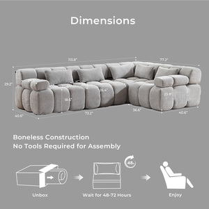 Sofá Seccional Modular Envasado al Vacío, Sofá Combinado de Chenilla, Esponja de Alta Resiliencia para Sala de Estar/Apartamento - Product Image 4