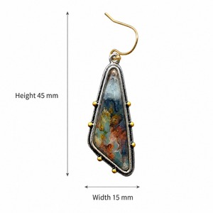 Orecchini vintage triangolari a forma di goccia d'acqua in marmo colorato, regali per feste da donna - Product Image 5
