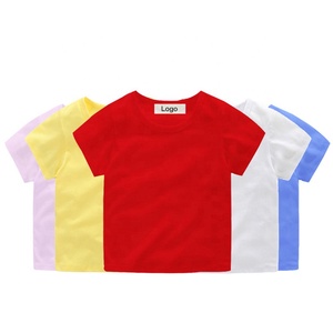 Enfants T-Shirt à manches courtes Logo personnalisé impression vêtements d'extérieur couleur unie vierge douce enfants fille garçon t-shirts - Product Image 2