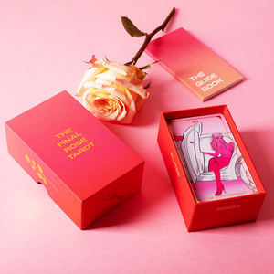 Rose-Thema, Mooi Rood Met Gouden Randen, Luxe En Extravagante Fabriek Groothandel Aangepaste Tarotkaarten - Product Image 1