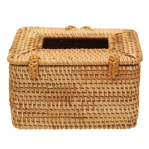 Boîte à mouchoirs carrée en rotin tressé à la main à 100 % pour cuisine et salon – Vente en gros vietnamienne - Product Image 4