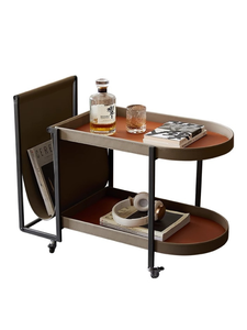 Mesa de comedor móvil de cuero con sillín minimalista italiano para el hogar, sala de estar, balcón, coche, para revistas de café y almacenamiento de alimentos - Product Image 5