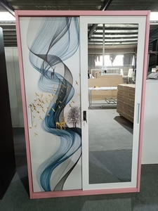 Nouveau design d'armoires en métal personnalisées armoire <span class=keywords><strong>double</strong></span> miroir en fer à bascule armoire 2 portes armoire avec coffre-fort - Product Image 6
