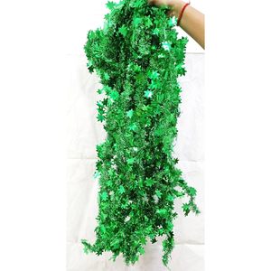 Guirnalda de oropel de PVC verde, decoraciones para árboles de fiesta navideña para eventos de oficina en casa, decoraciones de Acción de Gracias de otoño metálicas - Product Image 1