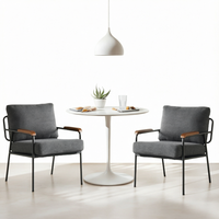Fauteuils d'appoint en tissu de style moderne du milieu du siècle - Design rembourré confortable et peu encombrant - Accoudoirs en bois - Pieds en métal - Meubles pour la maison