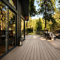 Nouveau revêtement de sol en bois imperméable aspect teck moderne, avec système de fixation dissimulé, pour villa, balcon, jardin, cour, projet extérieur
