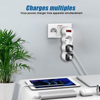 Adaptateur de prise électrique française de type E à 3 voies Pheiyon CE RoHS, 16A 230V 3680W, interrupteur mural, sécurité enfant, maison, cuisine
