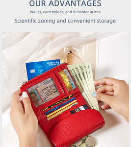 Portefeuille pour femmes <span class=keywords><strong>de</strong></span> style coréen, best-seller, motif litchi, cuir, fermoir magnétique, grande capacité, <span class=keywords><strong>porte</strong></span>-<span class=keywords><strong>monnaie</strong></span> à fermeture éclair - Product Image 4