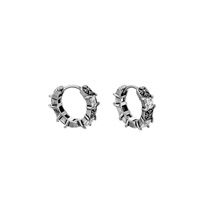 Boucles d'oreilles en fer croisé avec zircon blanc, style rétro sculpté, à clipser, pour hommes et femmes, bijoux tendance mode européenne et américaine